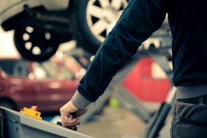 Employee in a garage